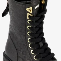 Braqeez Leren meisjes veterboots zwart Clearance