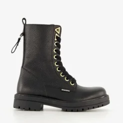 Braqeez Leren meisjes veterboots zwart Clearance