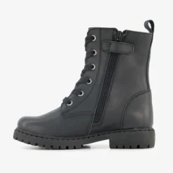 Stap Leren meisjes veterboots met hartje zwart