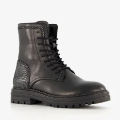 Groot Leren meisjes veterboots zwart Best