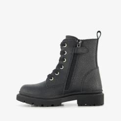 Stap Leren meisjes veterboots met strik zwart Online