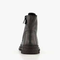Groot Leren meisjes veterboots met studs zwart