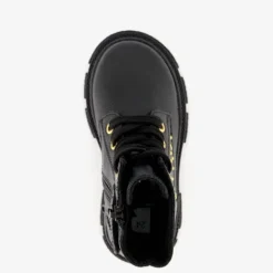 Groot Leren meisjes veterboots met studs zwart