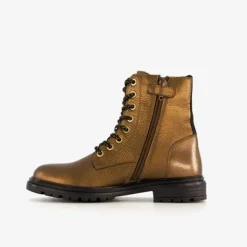 Groot Leren meisjes veterboots brons Online