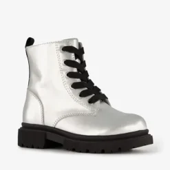 TwoDay Leren meisjes veterboots zilver Hot