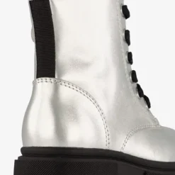 TwoDay Leren meisjes veterboots zilver Hot