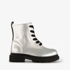 TwoDay Leren meisjes veterboots zilver Hot
