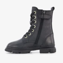 Groot Leren meisjes veterboots zwart Discount