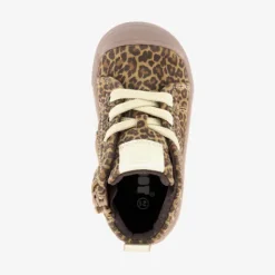 Groot Leren meisjes veterschoenen met panterprint bruin Outlet