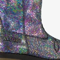 Braqeez Leren meisjes western boots zwart metallic Best