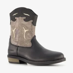Braqeez Leren meisjes western boots zwart New