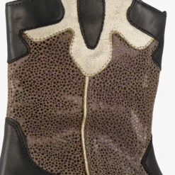 Braqeez Leren meisjes western boots zwart goud New