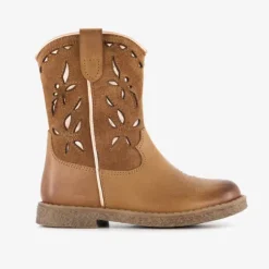 Groot Leren meisjes western boots cognac
