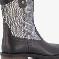 Braqeez Leren meisjes western boots zwart zilver Hot