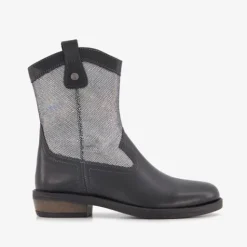 Braqeez Leren meisjes western boots zwart zilver Hot