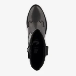 Groot Leren meisjes western laarzen zwart zilver Hot