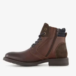 Van Beers Leren veterboots bruin blauw Online