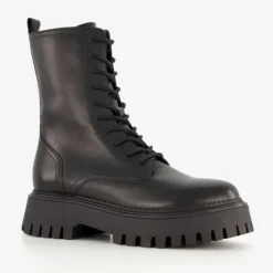 Harper Leren veterboots met dikke zool zwart Online