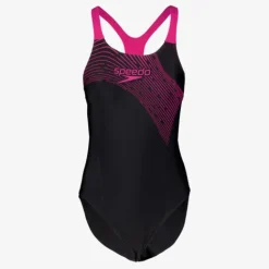 Speedo Medley Logo dames badpak zwart roze Sale