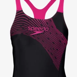 Speedo Medley Logo dames badpak zwart roze Sale