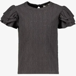 MyWay Meisjes broderie shirt met pofmouwen grijs Best