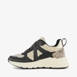 Blue Box Meisjes dad sneakers met teddy inzet beige zwart