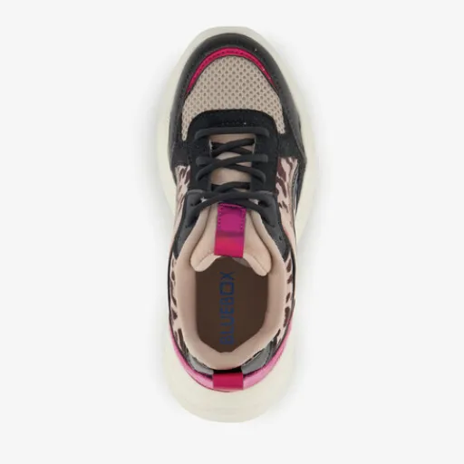 Blue Box Meisjes dad sneakers met panterprint details beige zwart Outlet