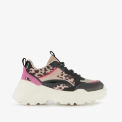 Blue Box Meisjes dad sneakers met panterprint details beige zwart Outlet