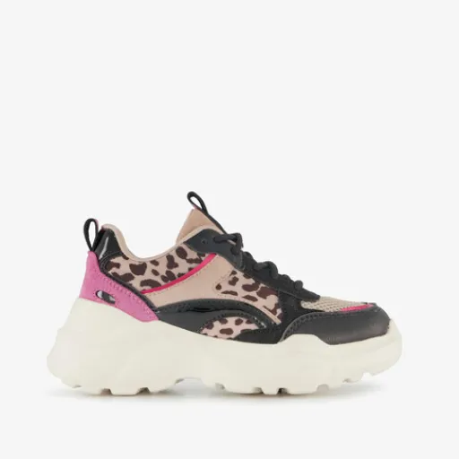 Blue Box Meisjes dad sneakers met panterprint details beige zwart Outlet