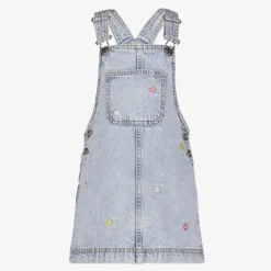 TwoDay Meisjes denim tuinjurk met bloemetjes New