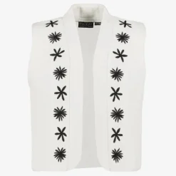 TwoDay Meisjes jaquard gilet wit zwart Best