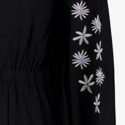 TwoDay Meisjes jurk met geborduurde mouwen zwart