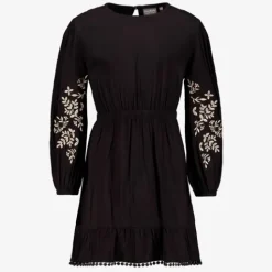 TwoDay Meisjes jurk zwart met geborduurde details Discount