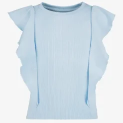TwoDay Meisjes rib top met ruches lichtblauw New