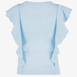 TwoDay Meisjes rib top met ruches lichtblauw New