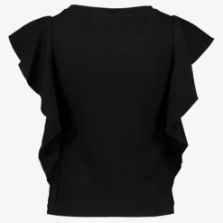 TwoDay Meisjes rib T-shirt met ruches zwart Clearance