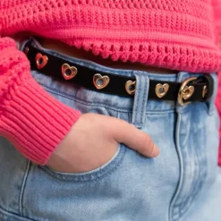 Scapino Meisjes riem zwart met hartjes New