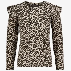 TwoDay Meisjes shirt met luipaardprint en ruches New
