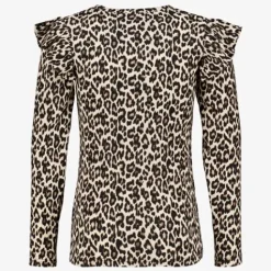 TwoDay Meisjes shirt met luipaardprint en ruches New