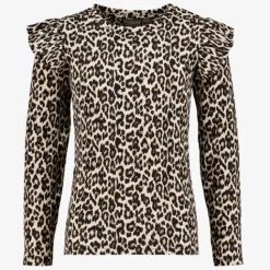 TwoDay Meisjes shirt met luipaardprint en ruches New