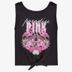 Name it Meisjes singlet met knoop en opdruk zwart Sale