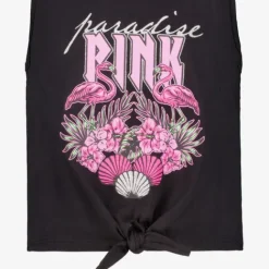 Name it Meisjes singlet met knoop en opdruk zwart Sale