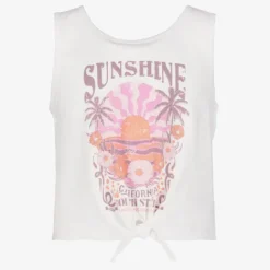 Name it Meisjes singlet met knoop en opdruk wit Discount