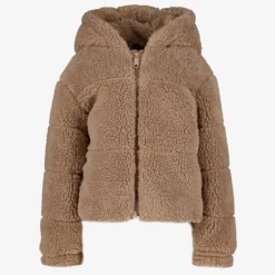 TwoDay Meisjes teddy jas met capuchon lichtbruin Clearance