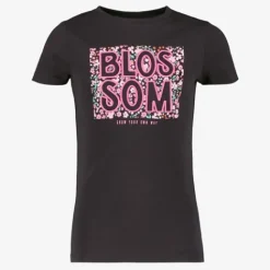 TwoDay Meisjes T-shirt met bloemetjes zwart Clearance