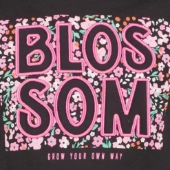 TwoDay Meisjes T-shirt met bloemetjes zwart Clearance