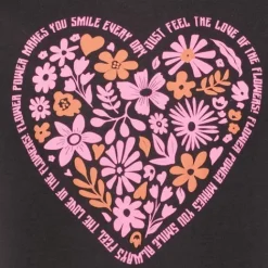 TwoDay Meisjes T-shirt met bloemetjes hart zwart Discount