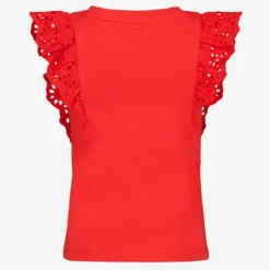 TwoDay Meisjes T-shirt met broderie mouwen rood Sale