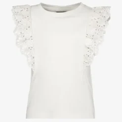TwoDay Meisjes T-shirt met broderie mouwen wit Sale