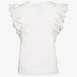 TwoDay Meisjes T-shirt met broderie mouwen wit Sale